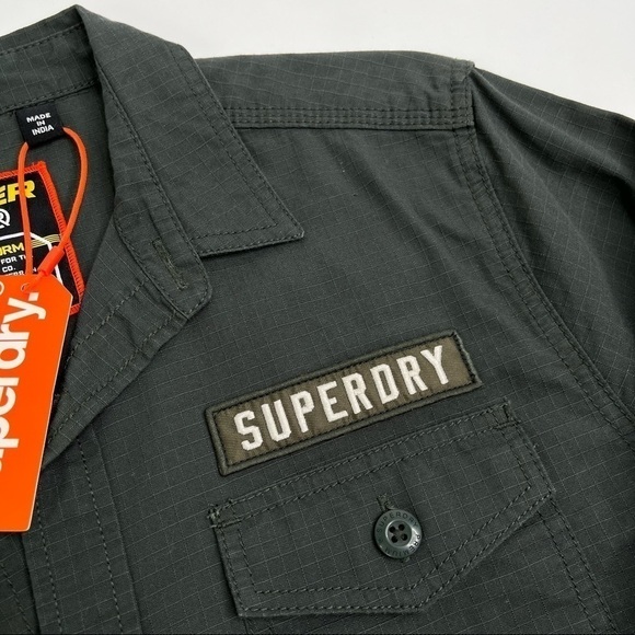 New Superdry Army Green Military Storm Desert Division Button Down Shirt - Picture 5 of 15